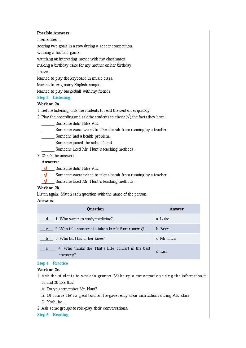 人教版英语九年级下册Unit 14  Section A（1a—2d）(第1课时) 教案03