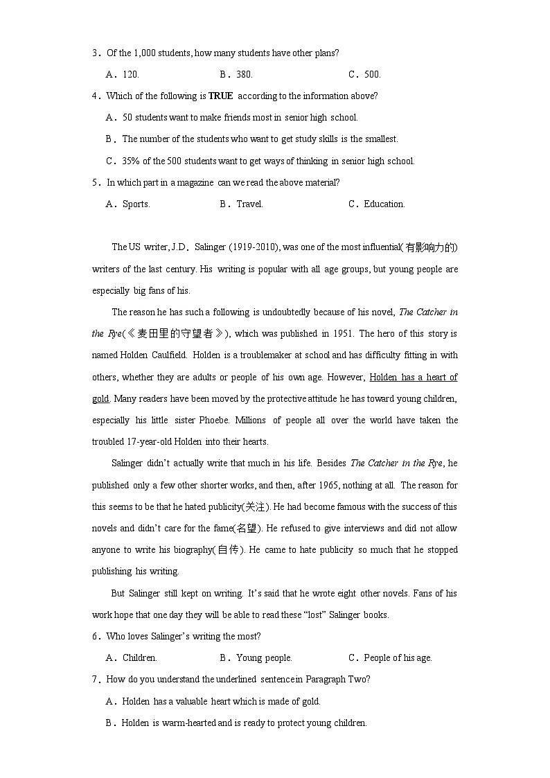 2023年湖南省长沙市长郡双语实验中学中考三模英语试题（含解析）02