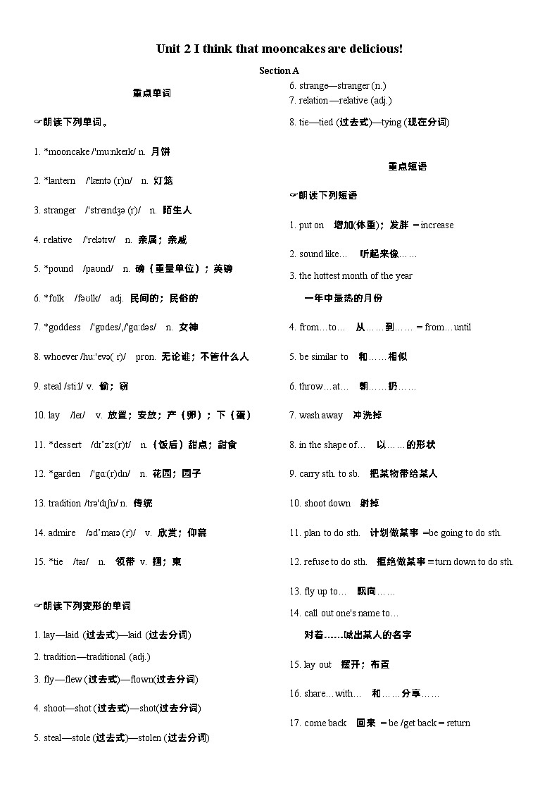 Unit 2晨读本第1页