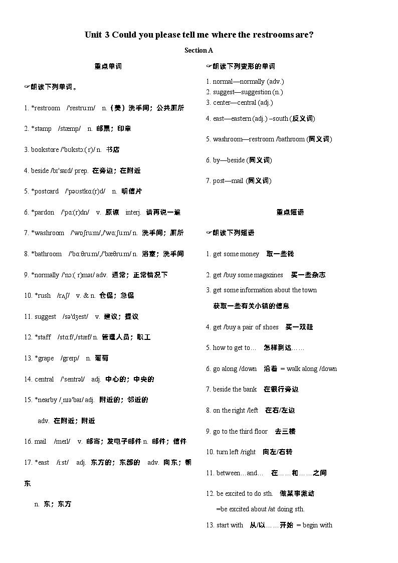 Unit 3晨读本第1页