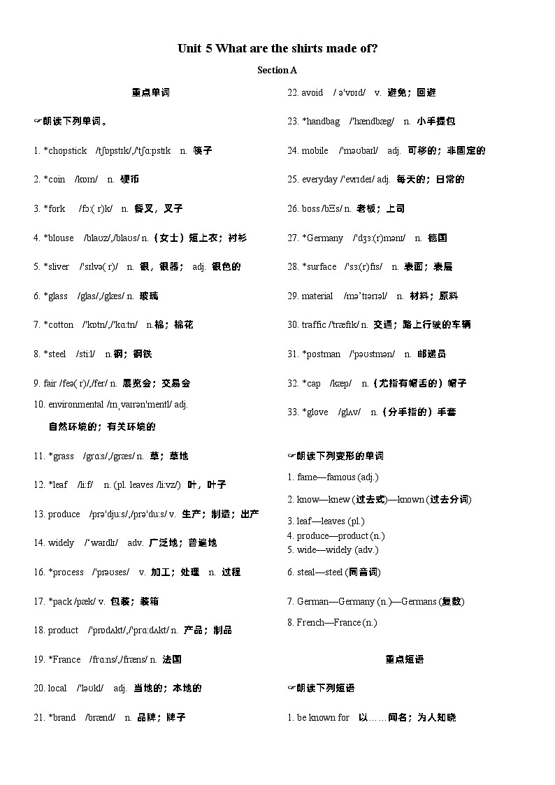 Unit 5晨读本第1页