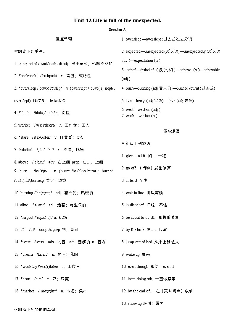 Unit 12晨读本第1页