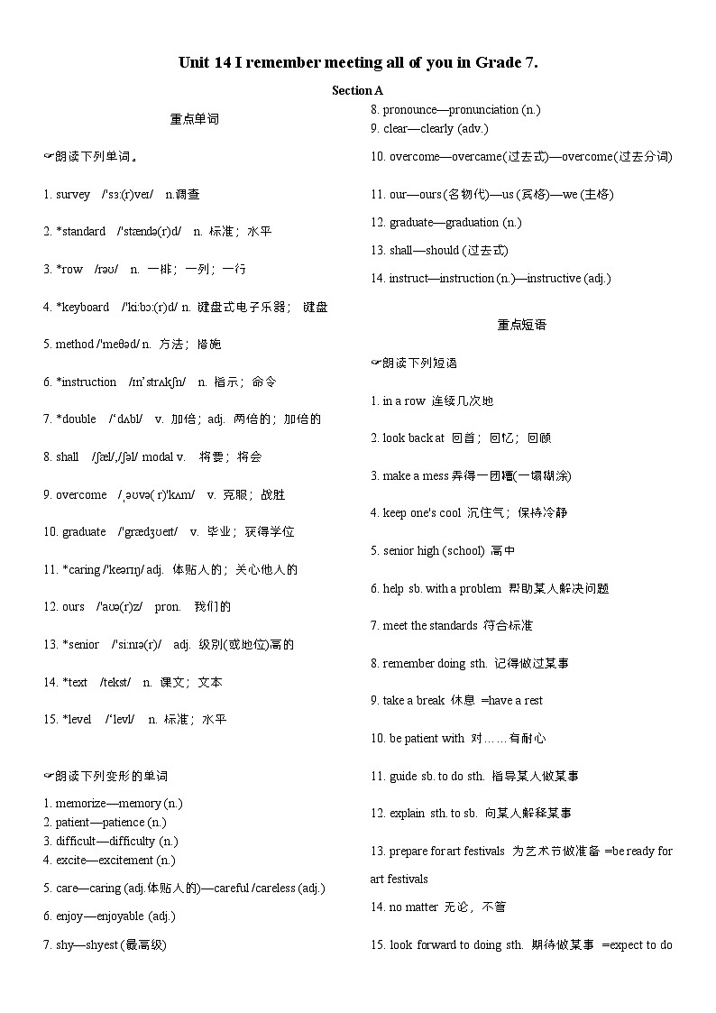 Unit 14晨读本第1页