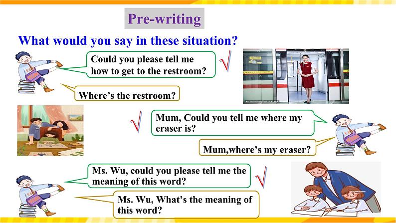 人教新目标版英语九年级 Unit 3《 Could you please tell me where the restrooms are Section B 3a-Self check 》课件+练习05