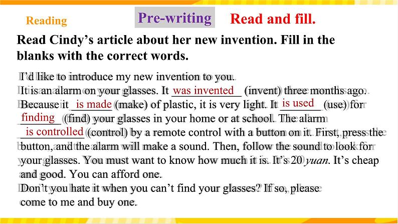 人教新目标版英语九年级Unit 6 《When was it invented Section B 3a-Self check 》课件+练习07