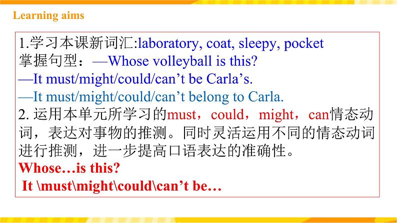 人教新目标版英语九年级Unit 8《 It must belong to Carla Section A Grammar focus-4c 》课件+音频02