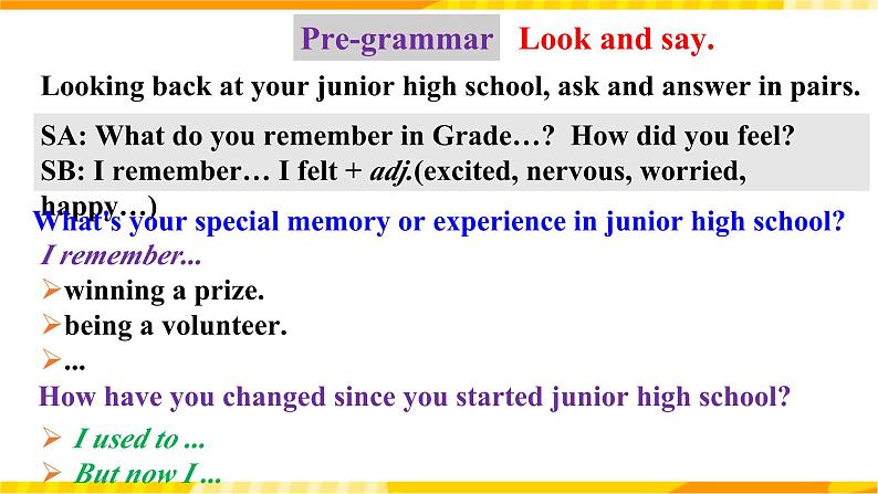 人教新目标版英语九年级Unit14《I remember meeting all of you in Grade 7. Section A Grammar focus-4b》课件+练习05