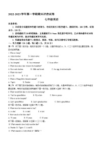 河南省平顶山市宝丰县2022-2023学年七年级上学期期末英语试题（含答案）