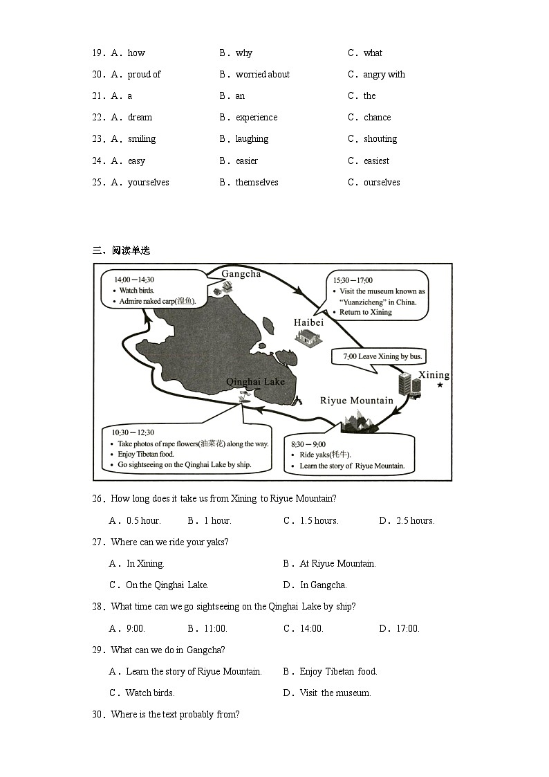 2023年青海省中考英语真题（含解析）03