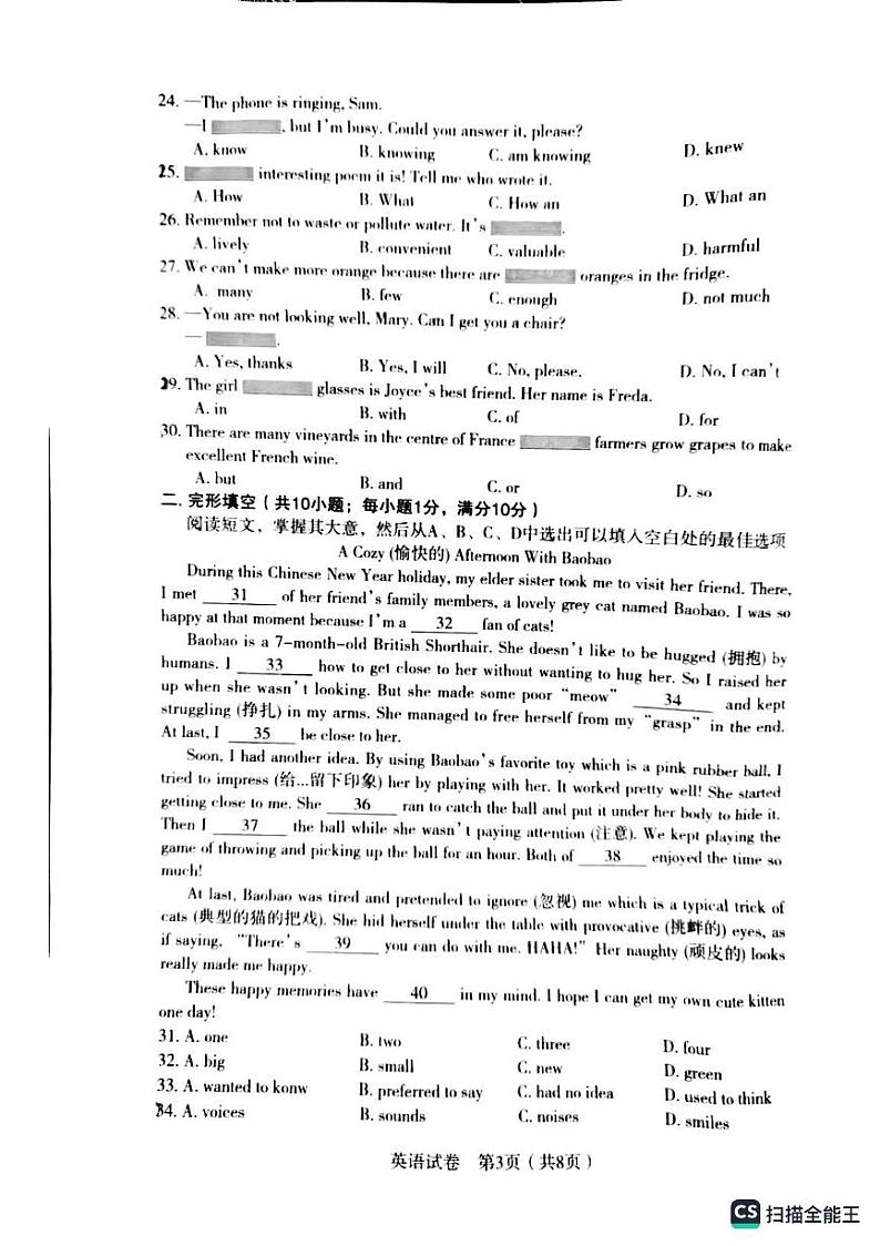 辽宁省沈阳市沈河区2022-2023学年七年级下学期期末考试英语试题03