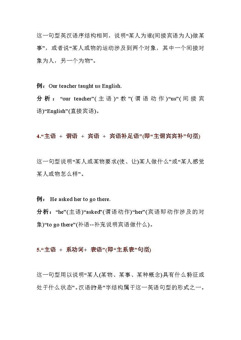 初中英语5种基本句型第2页