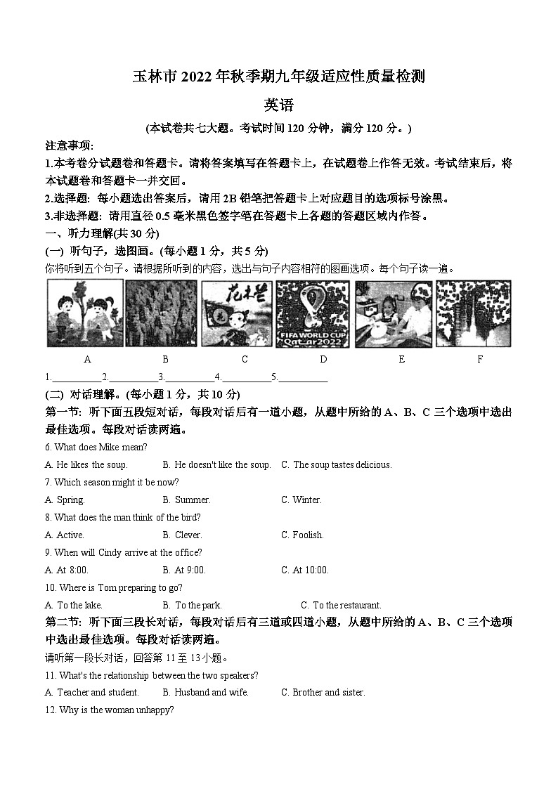 广西壮族自治区玉林市2022-2023学年九年级上学期期末英语试题01