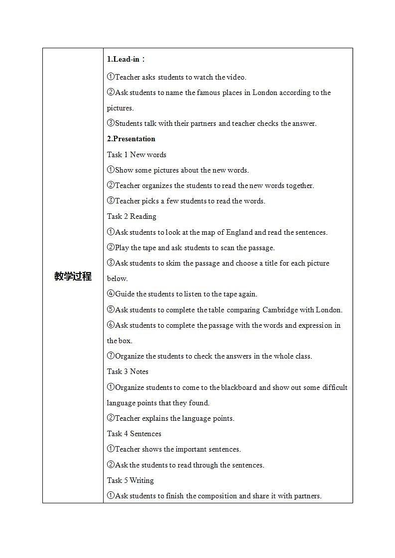 外研版英语八上 Module2 Unit2Cambridge is a beautiful city in the east of England 教案第2页