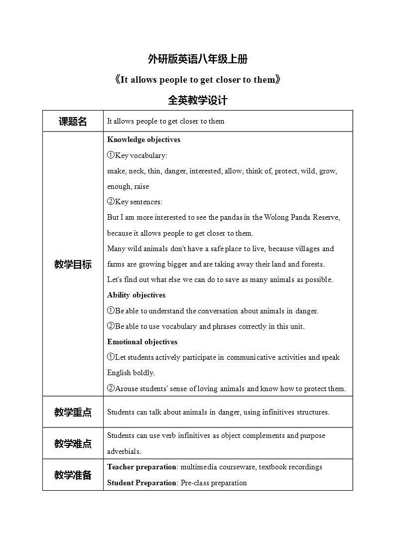 外研版英语八上Module6 Unit1 It allows people to get closer to them 课件+教案+素材01