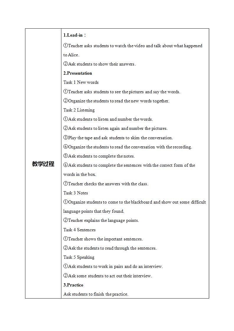 外研版英语八上Module7 Unit1  Alice was sitting with her sister by the river 教案第2页