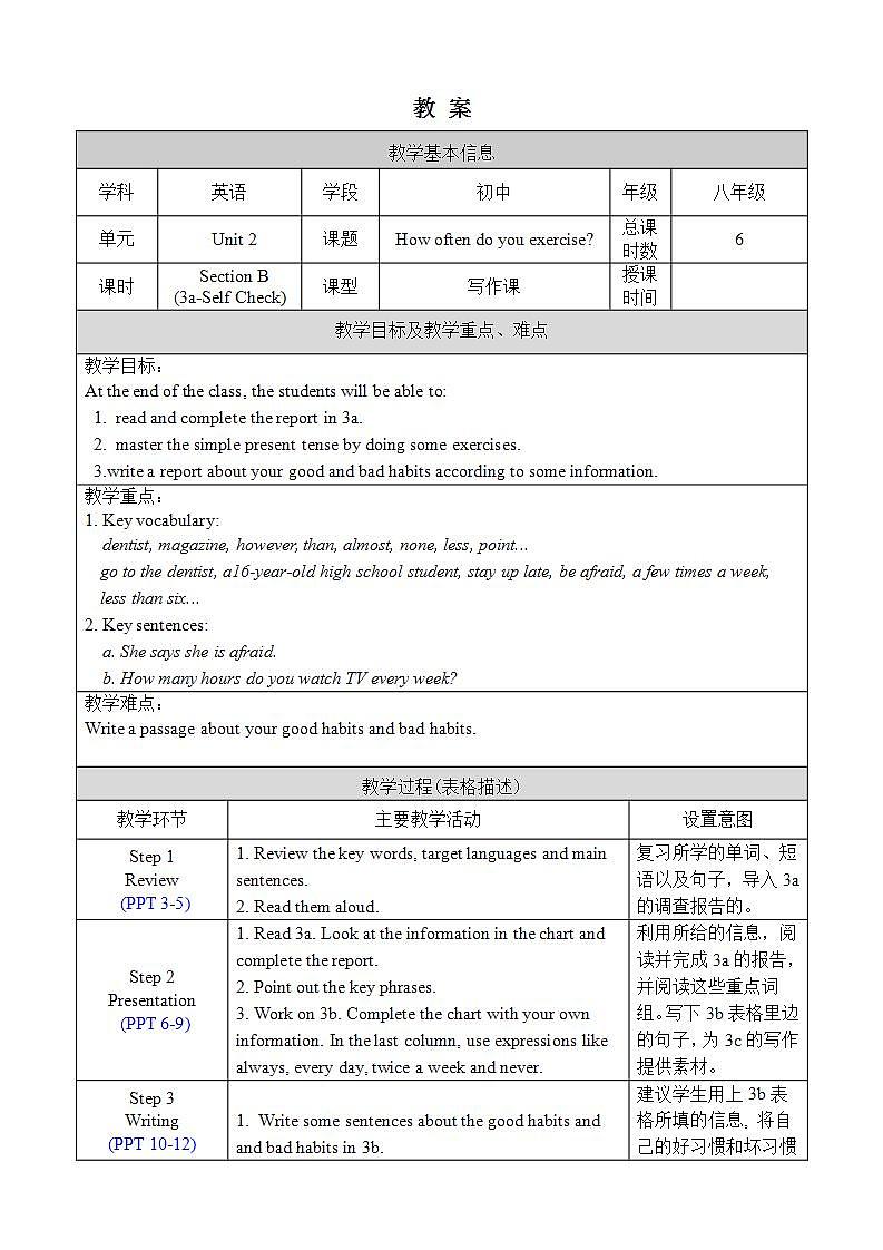 人教版八上英语 Unit 2 Section B 3a-Self Check 课件+教案01