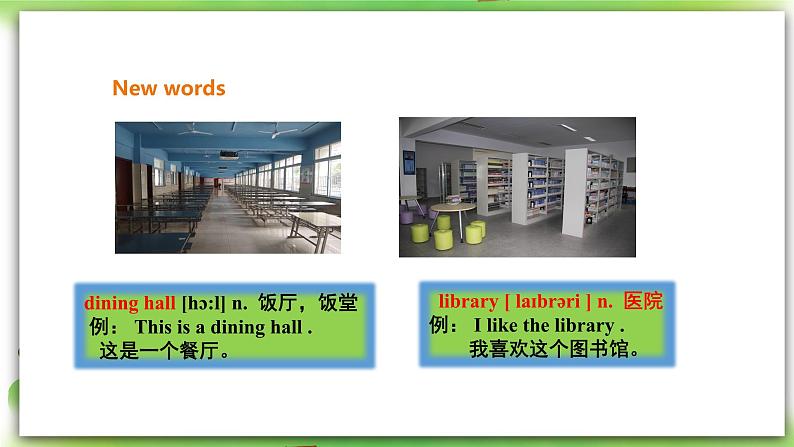 外研版英语7上Module 3 My school Unit 2 The library is on the left of the playground.课件+教案+导学案04