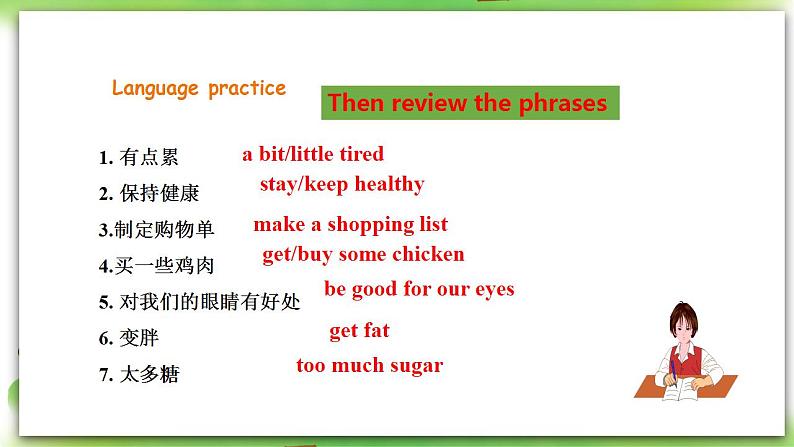 外研版英语7上Module 4 Healthy food Unit 3 Language in use 课件+教案+导学案05