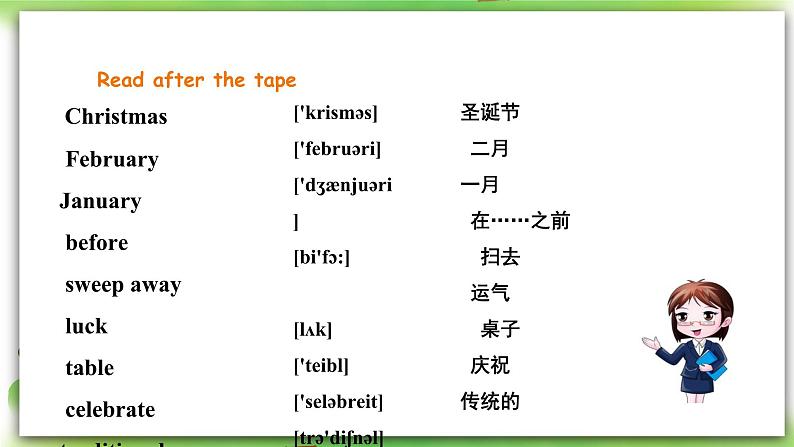 外研版英语7上 M10 Spring Festival Unit3 Language in use 课件第6页