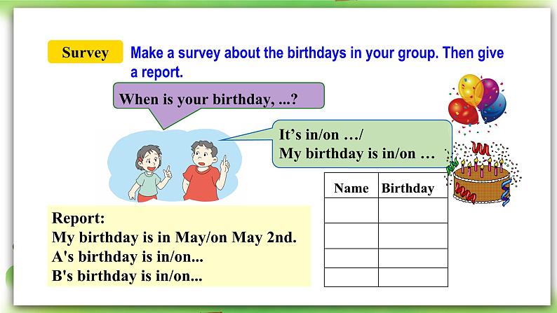 人教版新目标英语七上 Unit 8 When is your birthday ？SectionA (2e-3c )第5页