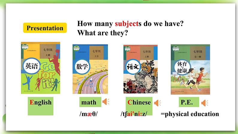 人教版新目标英语七上  Unit 9 My favorite subject is science. SectionA (1a-2c ) 课件+导学案+音视频03