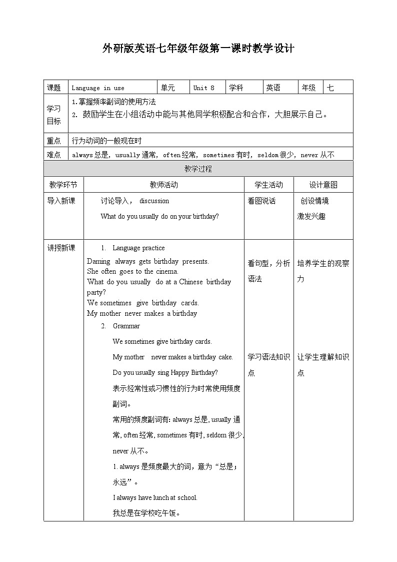 Module 8 Choosing presents Unit 3 Language in use 课件+试卷+教案01