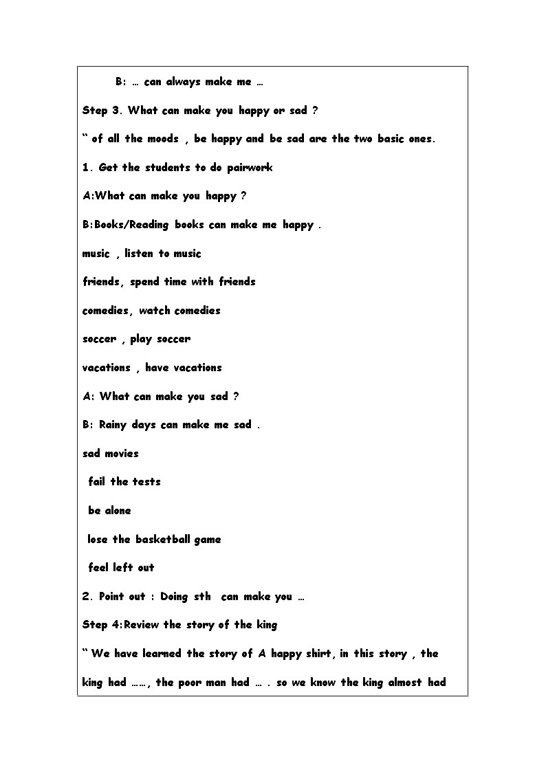 【同步教案】人教版英语九年级全册--Unit 11 Sad movies make me cry. SectionB 2a-2e教案（表格式）02