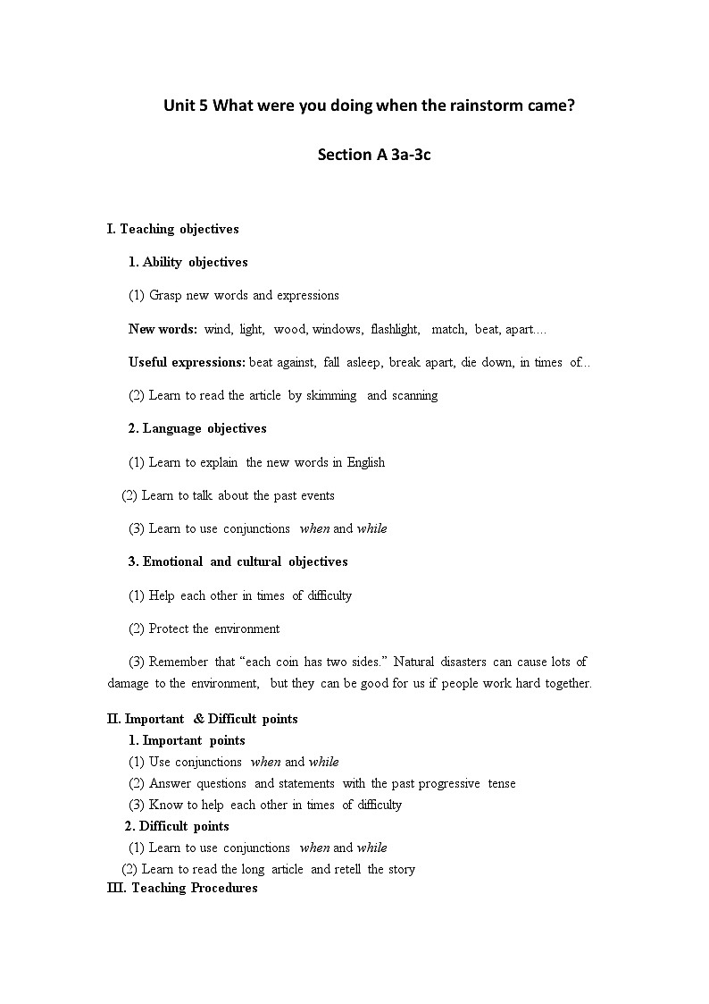 《Unit 5 Section A Grammar focus 3a-3c》教案3-七年级上册新课标英语【人教版】01
