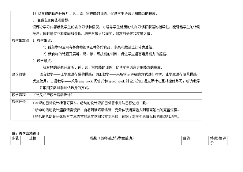 【同步教案】人教新目标版英语七年级上册--Unit6Do you like bananas？ SectionB（1a-1e）教案（表格式）02