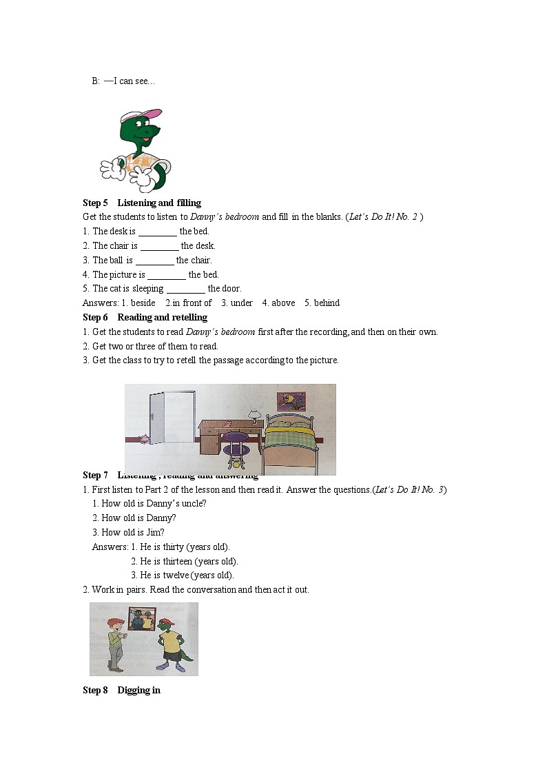 冀教版英语 七年级上册Unit 5 Family and Home Lesson 27 Danny at Home教案第3页