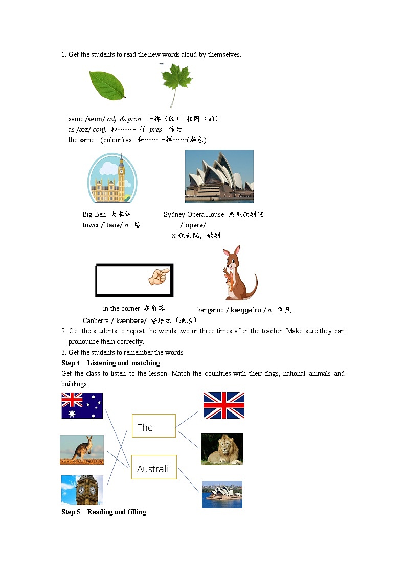冀教版英语 七年级上册Unit 8 Countries around the world Lesson 47 The U.K. and Australia教案02