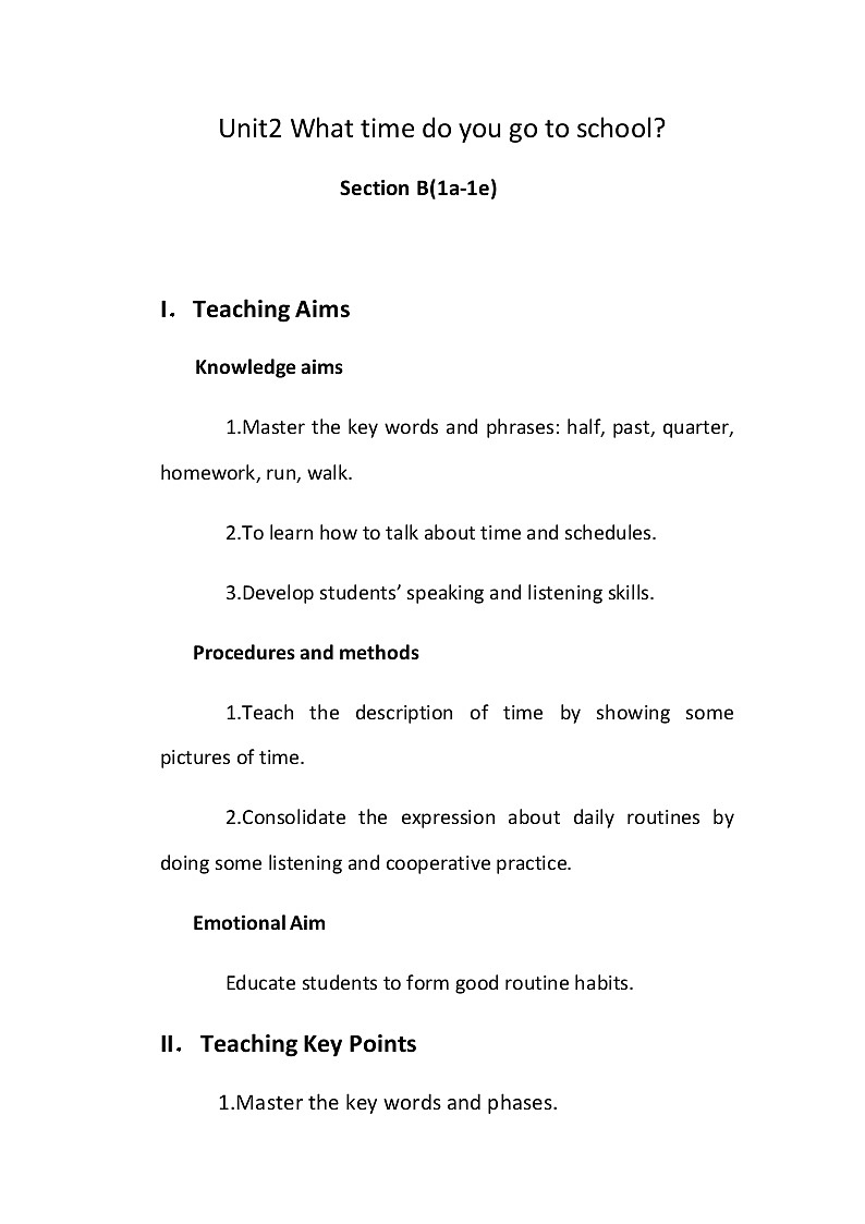 《Unit 2 What time do you go to school》教学设计2-七年级下册新目标英语【人教版】01