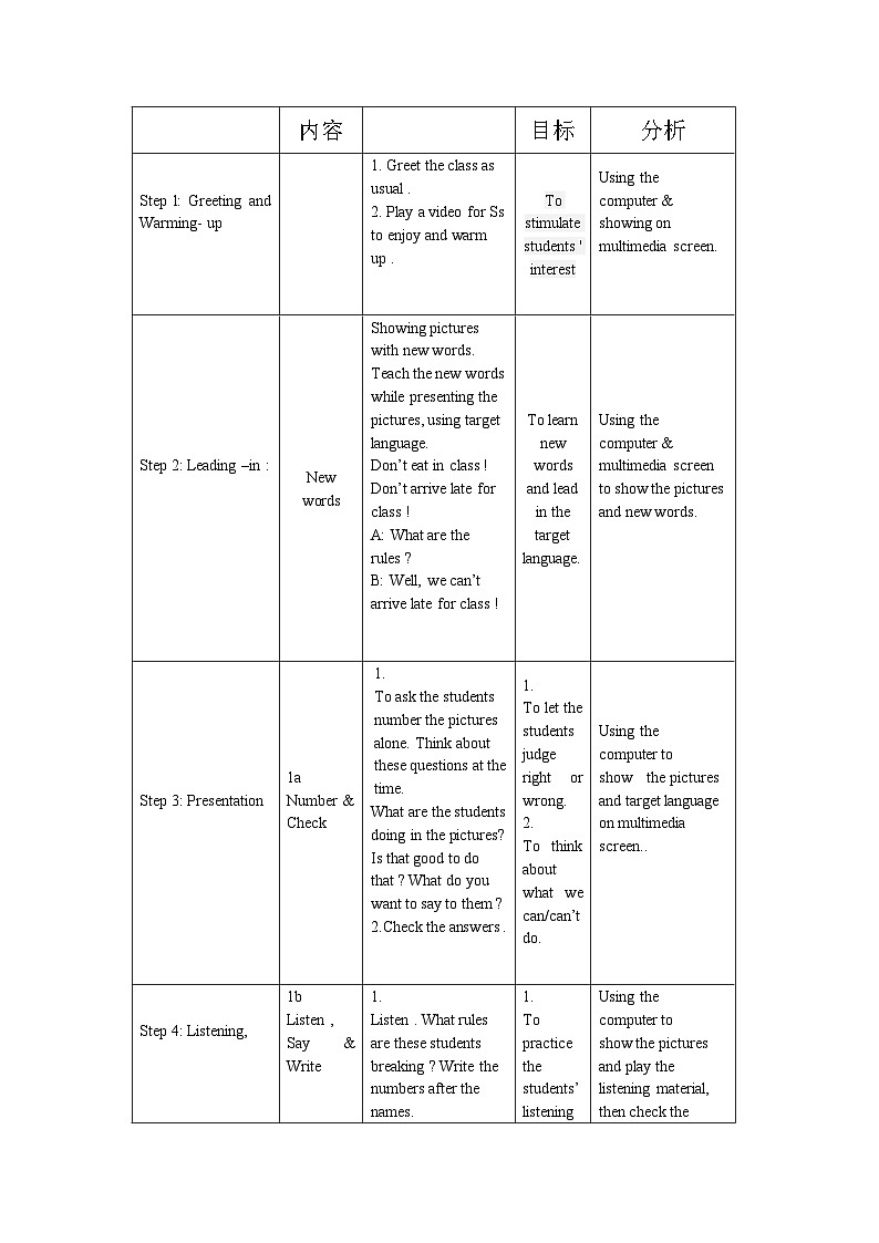 《Unit 4 Don’t eat in class》优质教案3-七年级下册新目标英语【人教版】02