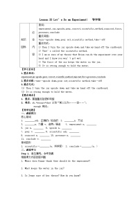 初中英语冀教版九年级上册Lesson 25 Let’s Do an Experiment!优秀学案设计