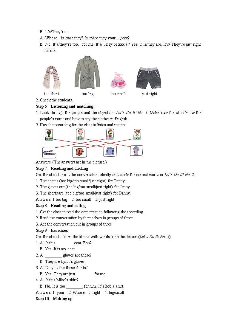 冀教版 初中英语 七年级上册  Unit 2 Colours and Clothes.Lesson 9 Whose Coat Is This?教案(WORD版）03