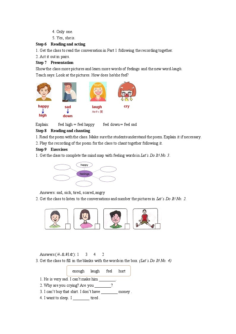 冀教版 初中英语 七年级上册  Unit 3 Families Celebrate Together Lesson 16 Happy or Sad教案03