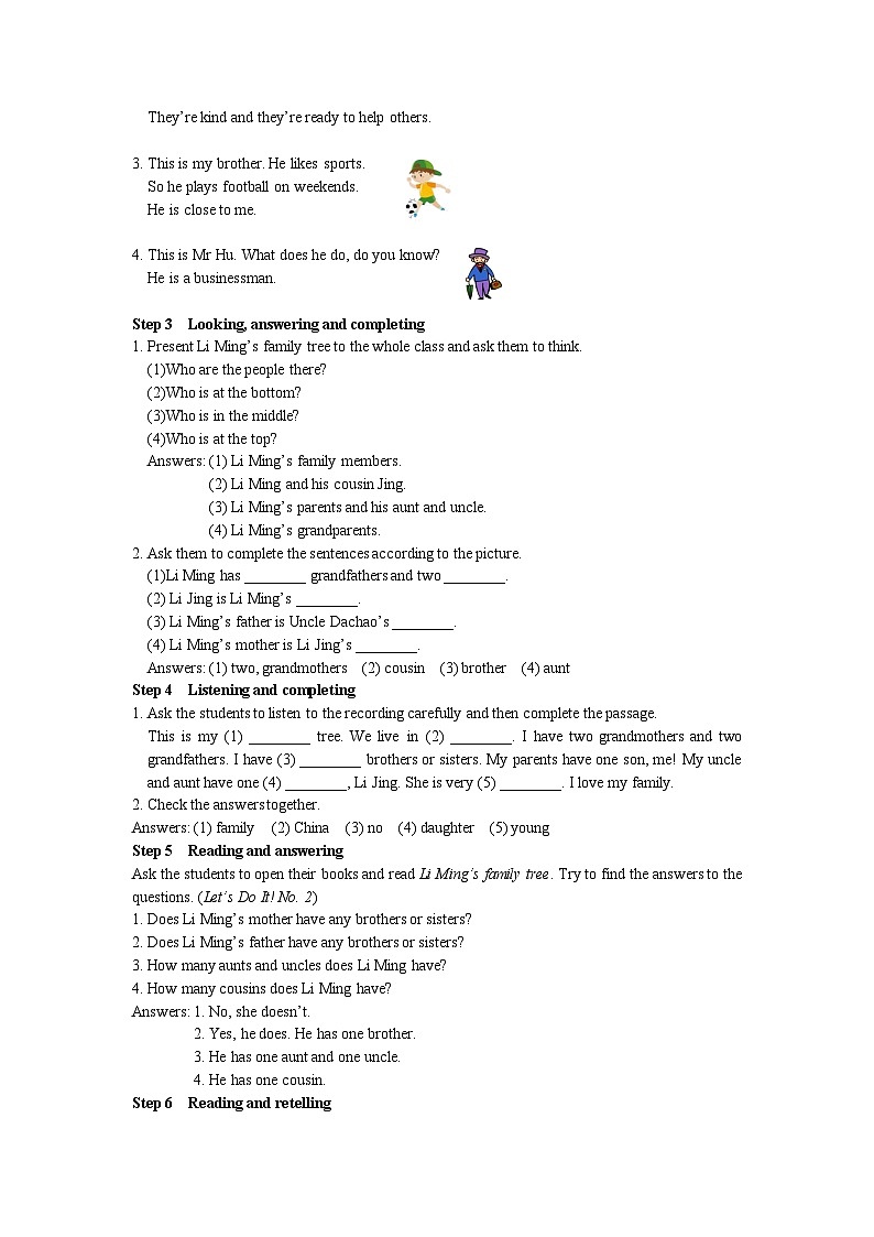 冀教版 初中英语 七年级上册  Unit 5 Family and Home Lesson 26 Li Ming’s Family教案02