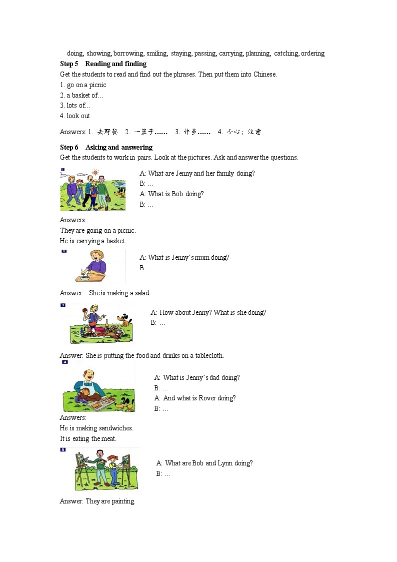 冀教版 初中英语 七年级上册  Unit 5 Family and Home Lesson 28 A Family Picnic教案第3页