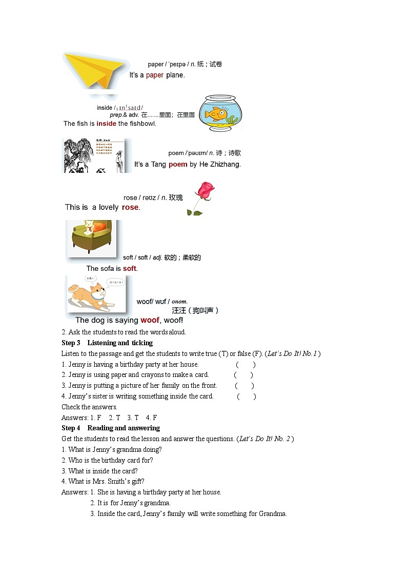 冀教版 初中英语 七年级上册  Unit 5 Family and Home Lesson 29 A Birthday Card教案02