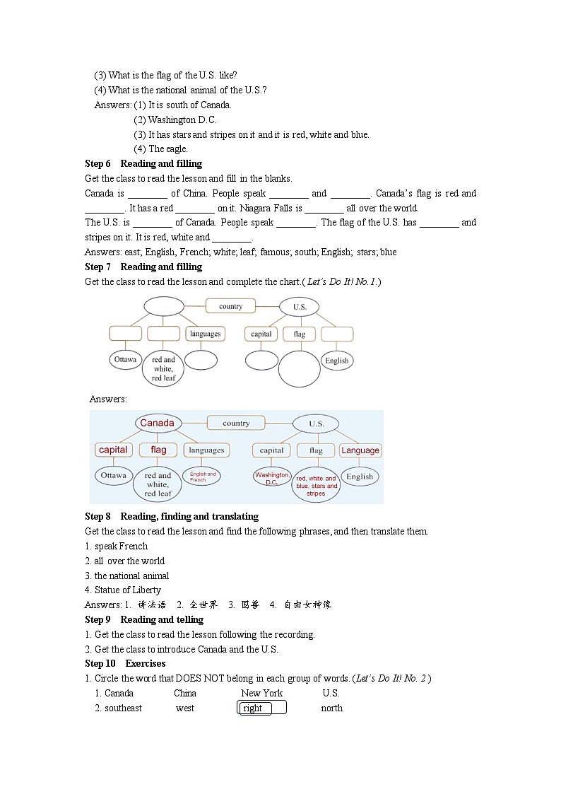 冀教版 初中英语 七年级上册  Unit 8 Countries around the world Lesson 46 Canada and the U.S.教案03