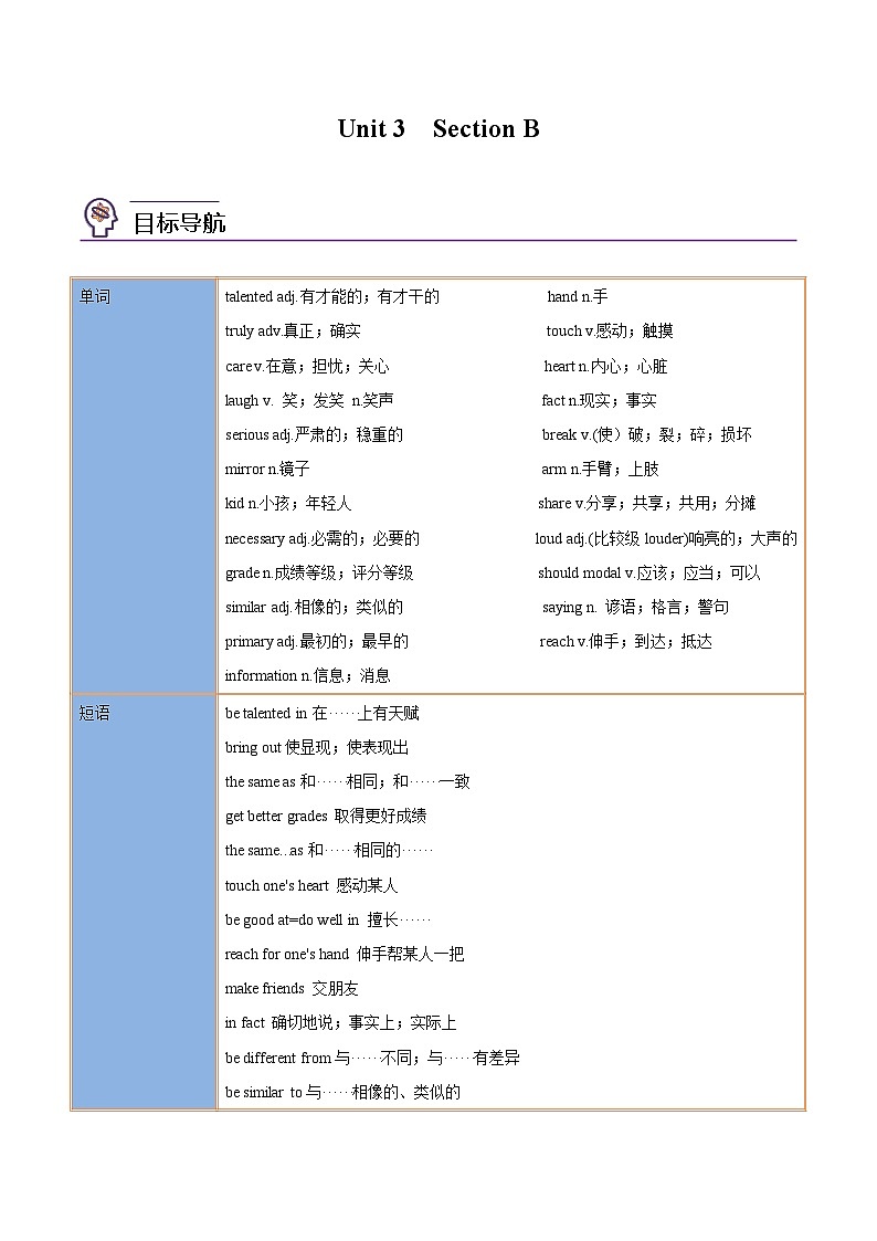 【同步讲义】人教版英语八年级上册-Unit 3 Section B 讲义01