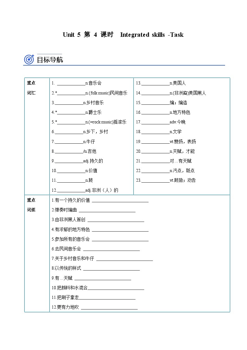Unit 5 第 4 课时  Integrated skills -Task（知识精讲+分层练习）（教师版）-【帮课堂】2022-2023学年九年级上学期英语同步精品讲义（牛津译林版）第1页