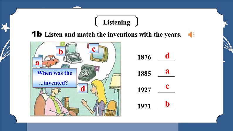 【核心素养目标】人教版初中英语九年级全册 Unit 6 When was it invented Section A 1a-1c课件+教案+同步练习（含反思和答案）07