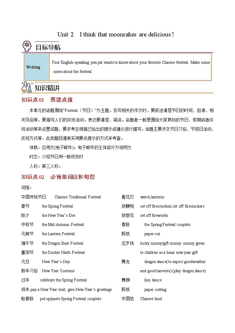 【同步讲义】人教版英语九年级全一册-Unit 2 课时4 Writing 讲义01