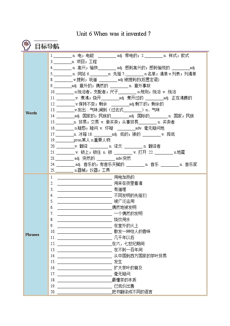 【同步讲义】人教版英语九年级全一册-Unit 6 课时1 Section A 讲义01