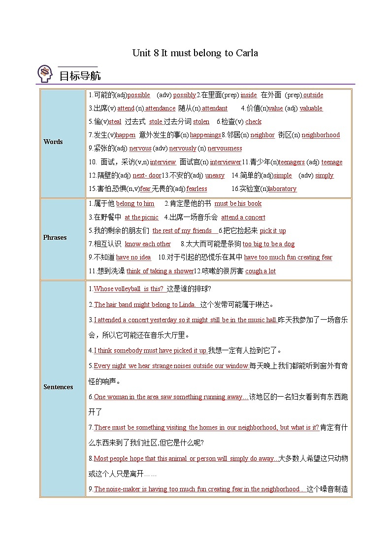 【同步讲义】人教版英语九年级全一册-Unit 8 课时1 Section A 讲义01