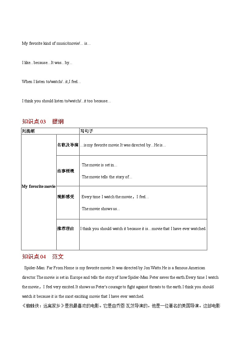 【同步讲义】人教版英语九年级全一册-Unit 9 课时4 Writing 讲义02