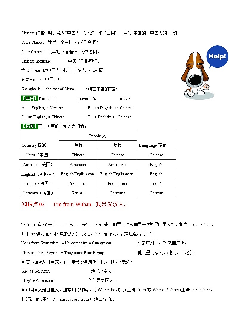【同步讲义】外研版英语七年级上册-Module 1 Unit 1 Nice to meet you  讲义02