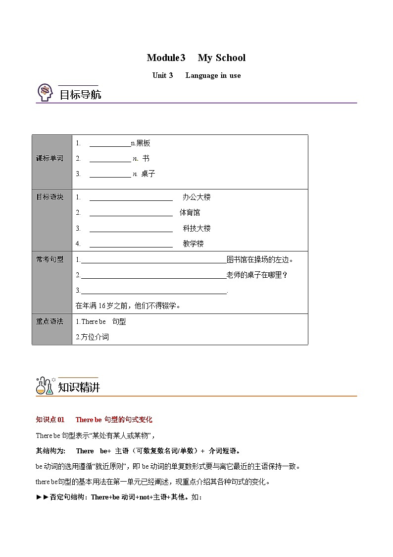 【同步讲义】外研版英语七年级上册-Module 3 Unit 3 Language in use  讲义01