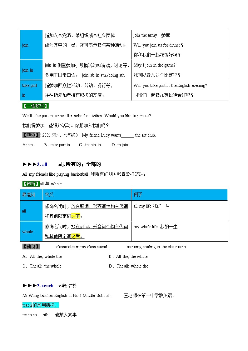 【同步讲义】外研版英语七年级下册-Module 2  Unit 1  I can play the piano  讲义03